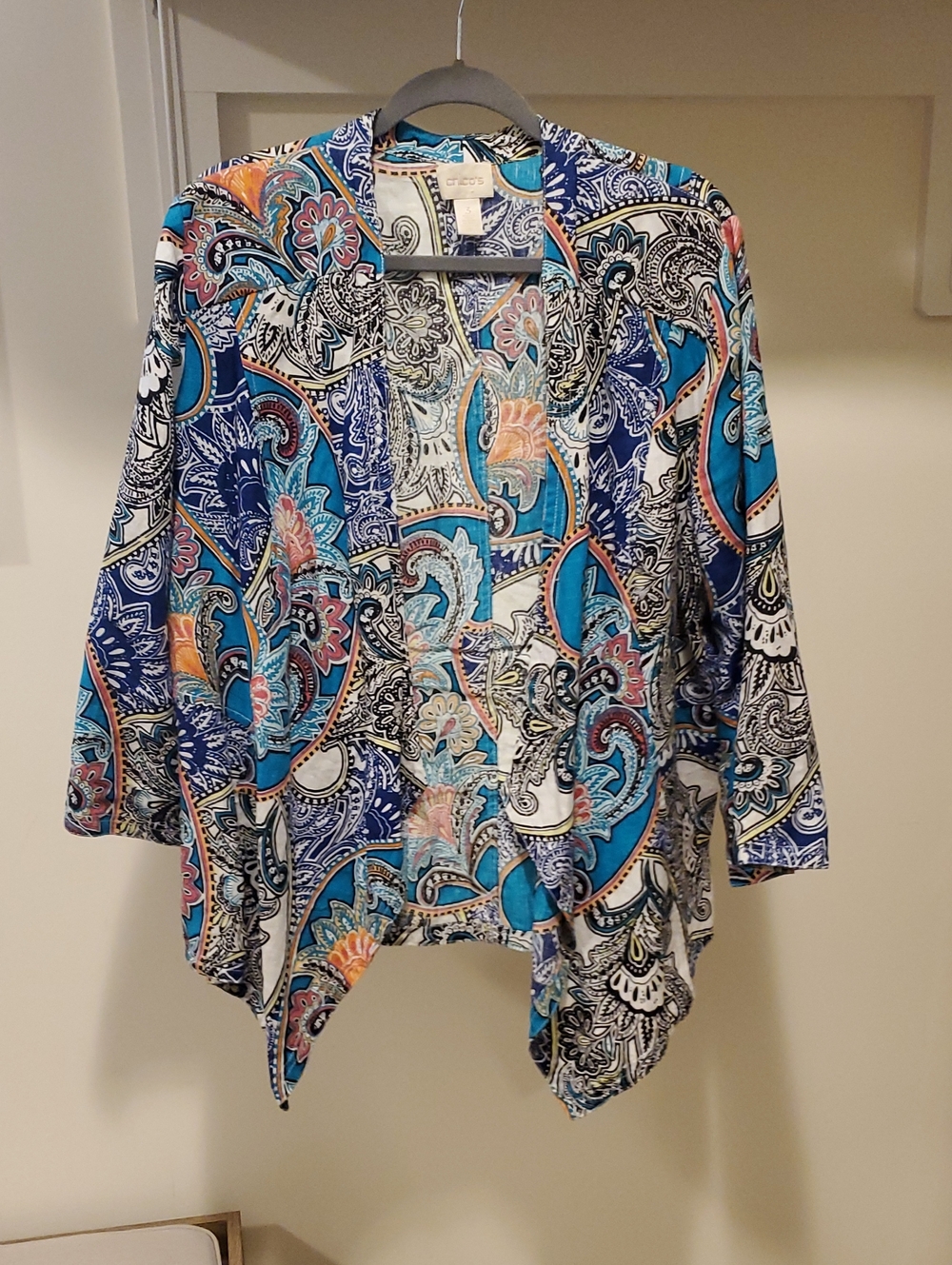 Chico's Linen Colorful Lightweight Blazer Sz 3 XL XXL 0X 1X in Like New Cond.